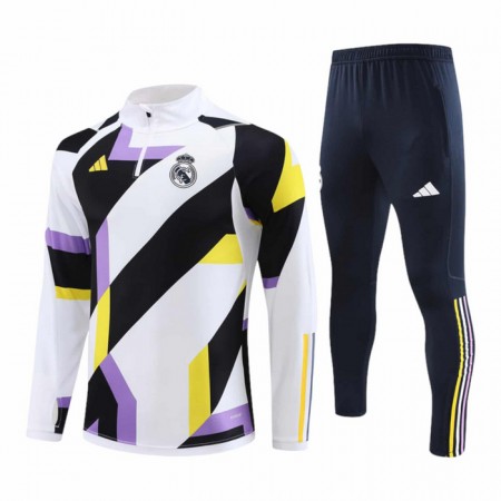 Tréninkový Mikina Soupravy Real Madrid Quarter Zip Bílá černá 2023-24
